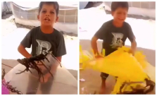 طفل غزي يمزق طائراته الورقية بدموعه: "عشان نتنياهو يرضى"